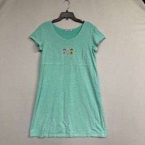 Fresh Produce Women Short Sleeve Midi Dress Size Large Striped Green Floral